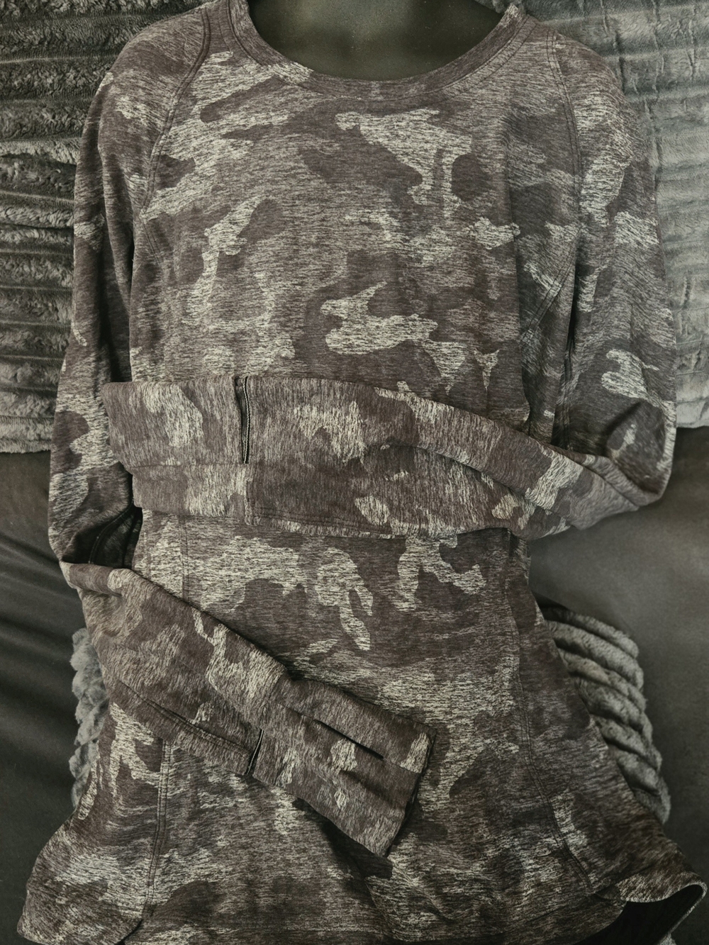 lululemon athletica Woman's Long Slleve in Heathered Camo Gray